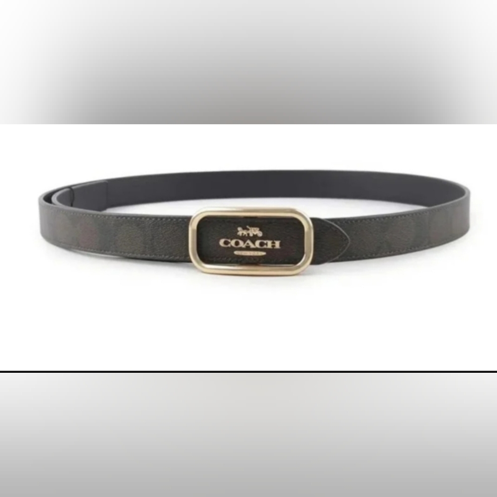 NWT Coach Women's Morgan Rectangle Buckle Belt  Size MnCE971 Brown/Black - Picture 4 of 9